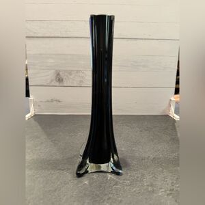 Vintage AAC Black Glass Fluted Bud Vase